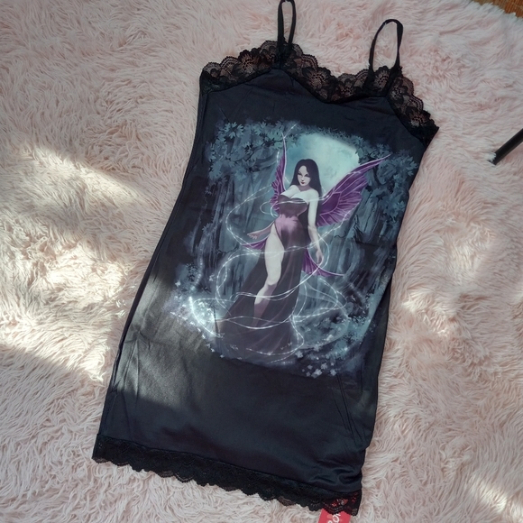 ROMWE Dresses & Skirts - 💥Fairy grunge bodycon gothic slip dress! Nwt! Sexy goth dress w/lace trim